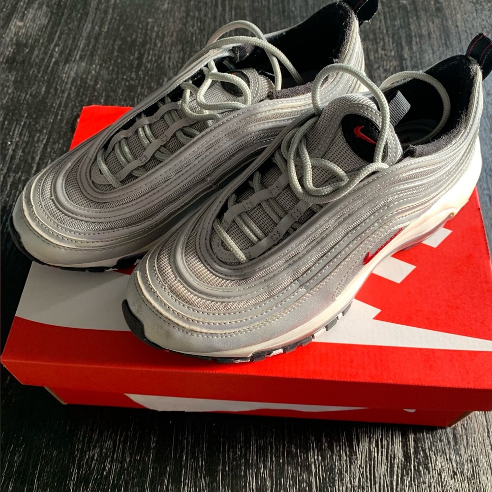 Nike Airmax 97 Metallic Sneakers with Red Accents 
-Good Condition